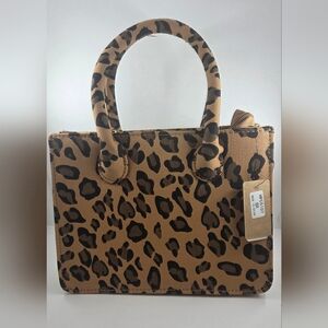 Leopard Print Top-Handle Shoulder Bag